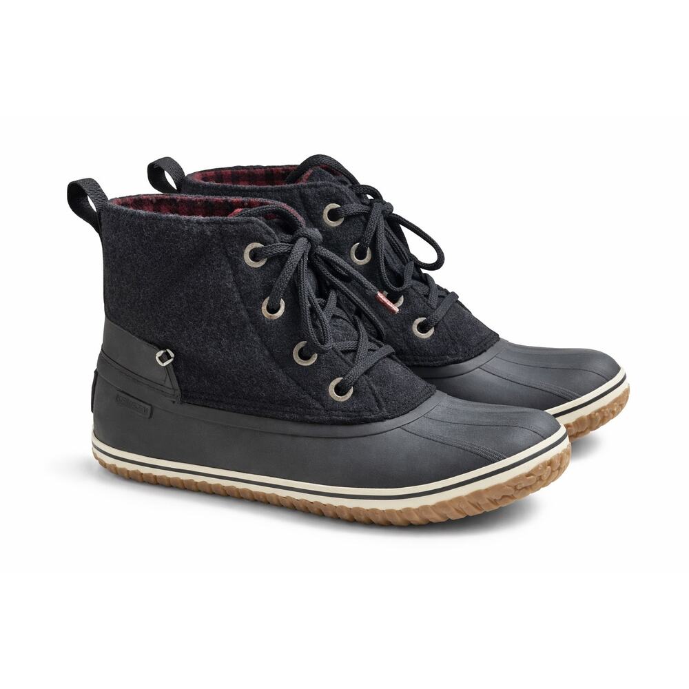 Sperry Schooner Duck Boots Black Wool-lined Canvas Gum Sole, Cabincore sz 8